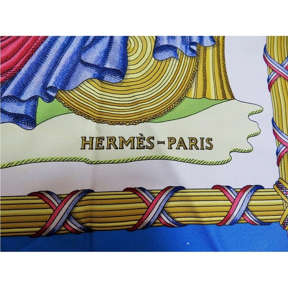 Hermes Tricolor and Gold Silk Scarf - Picture 7 of 11